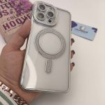 کاور آیفون مگ سیف نگین دار نقره ای
